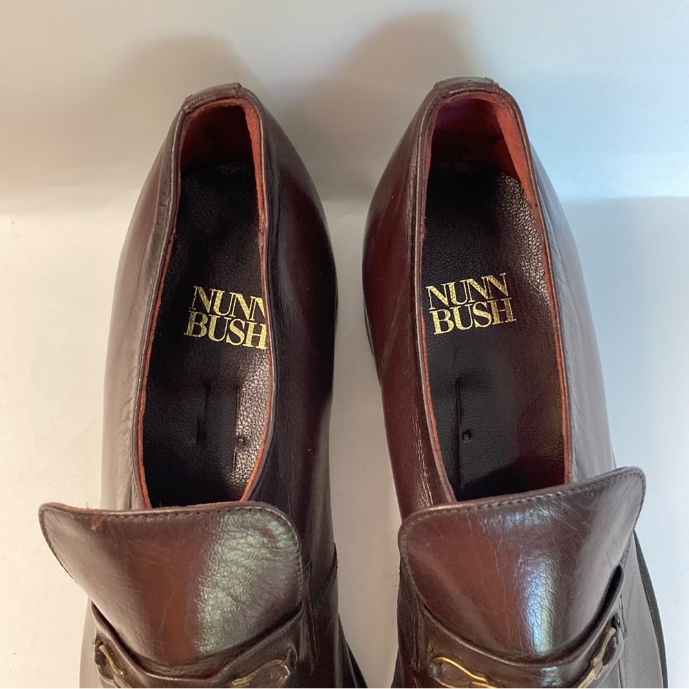 Vintage Nunn Bush Brown Leather Slip On Men's Loafers - Picture 6 of 8